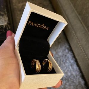 Pandora rose gold hoop earrings